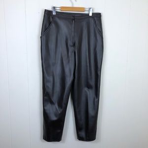 Vintage Brown Faux Leather Trouser Pants Sz 34